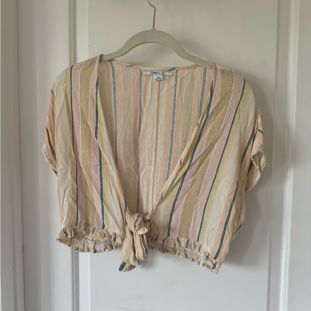 O’Neill Oriana Stripped Tie Front Top - Medium - Multi Color